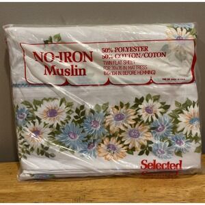 Vintage Selected Seconds Daisies Twin Flat Sheet‎ Floral Design New Old Stock